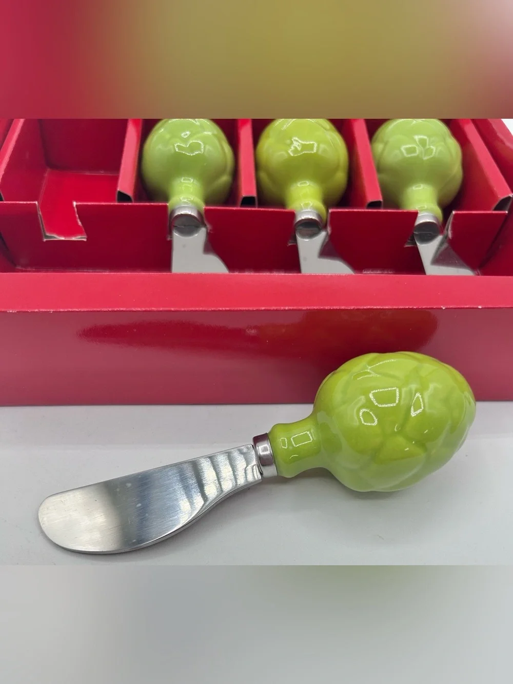 Harry & David Artichoke Cheese Spreader Knives Charcuterie Board Set of 4